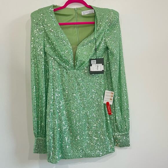 Mac Duggal 26865 Sequined Structured Bishop Sleeve Mini Dress - Picture 3 of 10